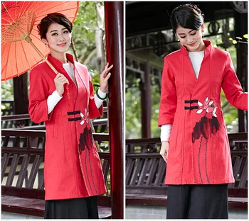 Spring and Autumn Women's national style culture Tang suit water ink printing cotton hemp long sleeve Tang suit top cheongsam
Spring and Autumn Women's national style culture Tang suit water ink printing cotton hemp long sleeve Tang suit top cheongsam