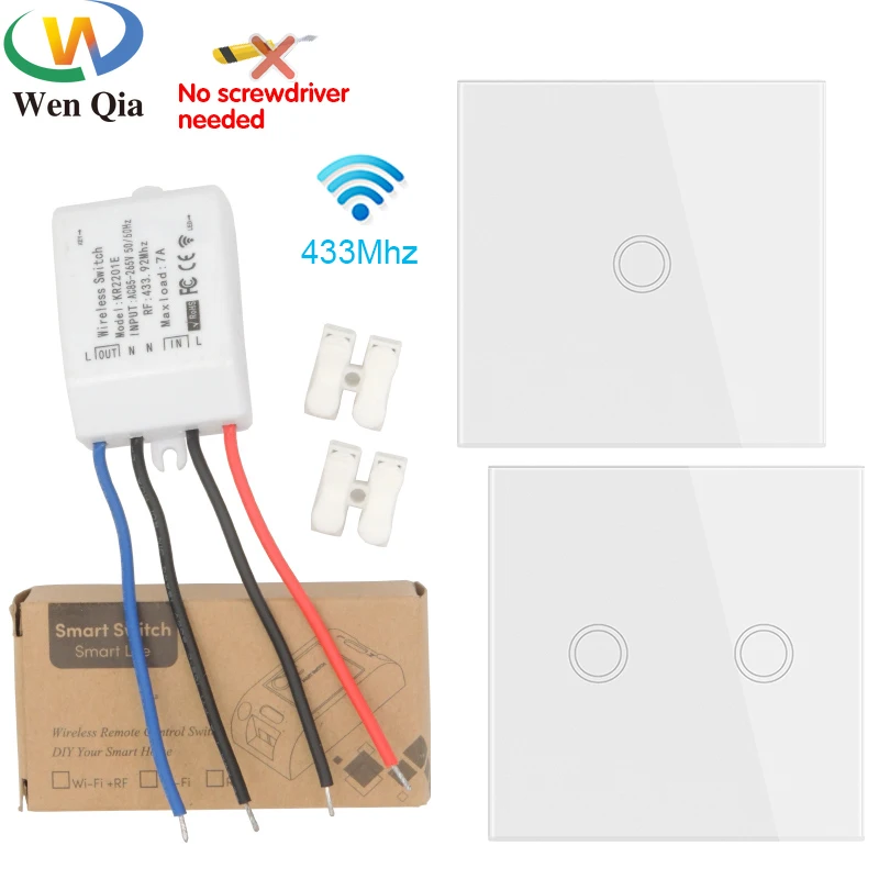 433Mhz Smart Home Controller Touch Switch Board Glass Panel Start Stop Button Rf Relay Receiver AC110V 220V Remote LED Fan Lamp
433Mhz Smart Home Controller Touch Switch Board Glass Panel Start Stop Button Rf Relay Receiver AC110V 220V Remote LED Fan Lamp