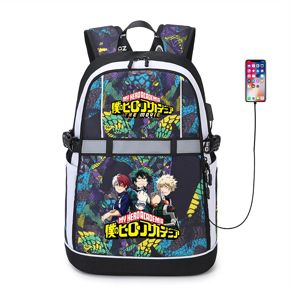 Anime My Hero Academia Student USB Backpack Reflective Stripe Cartoon Teenger Oxford Zipper Bookbag Knapsack Schoolbag Bag
Anime My Hero Academia Student USB Backpack Reflective Stripe Cartoon Teenger Oxford Zipper Bookbag Knapsack Schoolbag Bag