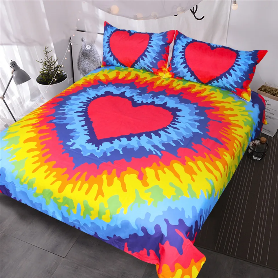 HM Life Rainbow Tie Dye Bedding Set Red Heart Duvet Cover Set Psychedelic Colorful Bed Set Bohemian Style 3 Piece Bedclothes
HM Life Rainbow Tie Dye Bedding Set Red Heart Duvet Cover Set Psychedelic Colorful Bed Set Bohemian Style 3 Piece Bedclothes