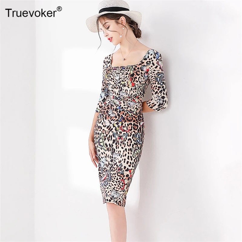 Truevoker Autumn Designer Dresses Women's Short Sleeve Square Collar Leopard Butterfly Printed Draped Vestidoes
Truevoker Autumn Designer Dresses Women's Short Sleeve Square Collar Leopard Butterfly Printed Draped Vestidoes