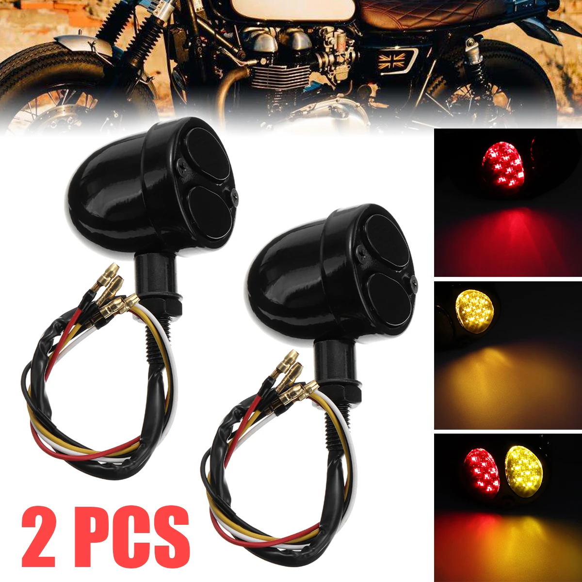 New Arrival 2pcs Smoke Lens Motorcycle LED Black Retro Brake Turn Signal Tail Light Red/Yellow for Bobber Cafe
New Arrival 2pcs Smoke Lens Motorcycle LED Black Retro Brake Turn Signal Tail Light Red/Yellow for Bobber Cafe