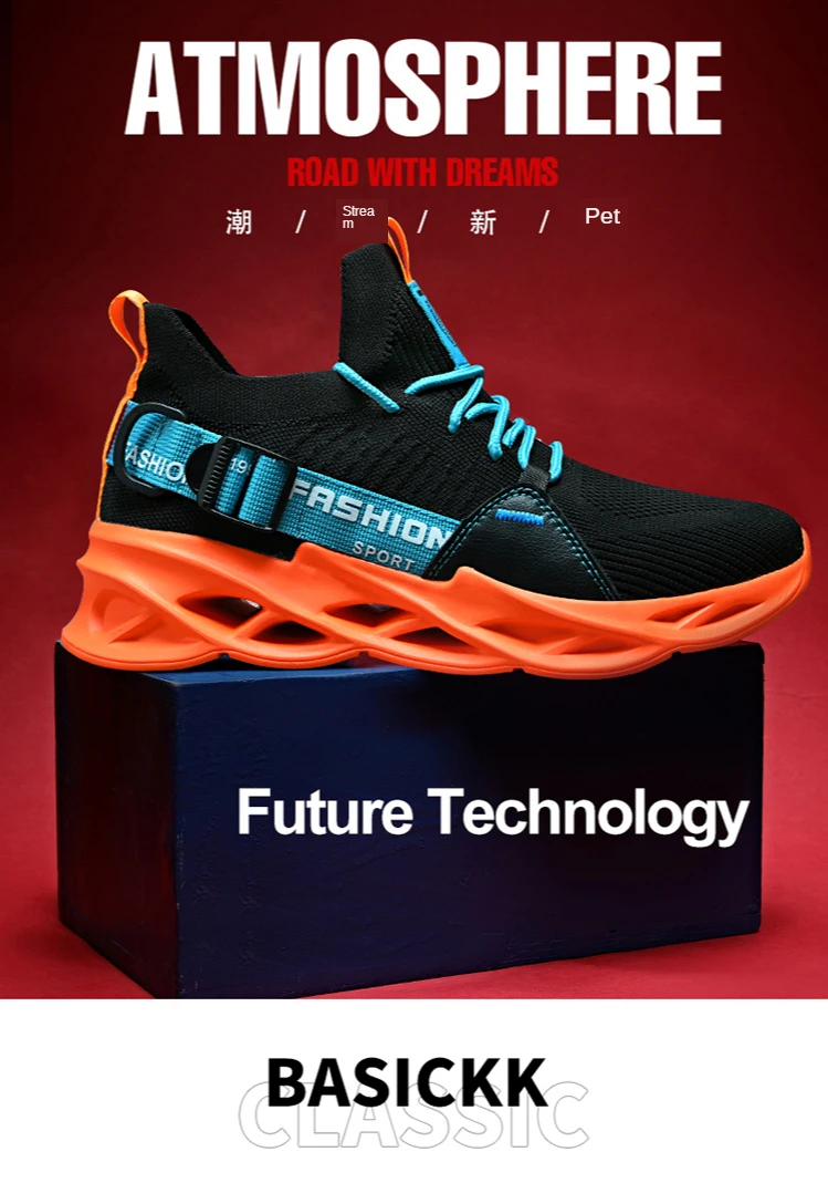 Men's shoes breathable fly weaving 2020 yezi hot style shoes trendy casual knife peak shoes summer sports running shoes me