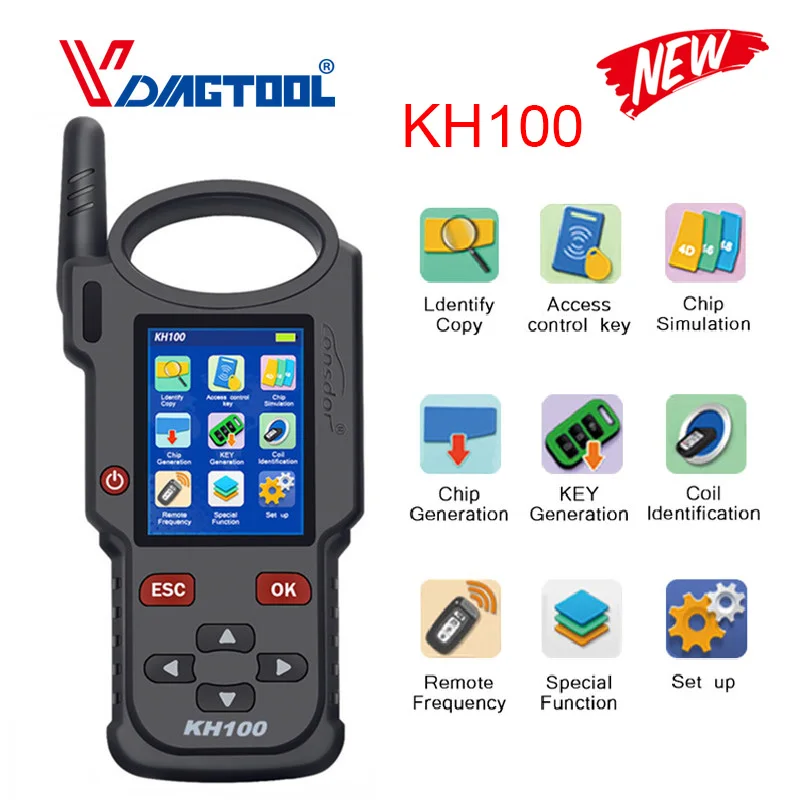 Lonsdor KH100 Hand-Held Remote Smart Key Programmer Generate Chip/ Detect Remote Frequency For Toyota 8A(H) Chip
Lonsdor KH100 Hand-Held Remote Smart Key Programmer Generate Chip/ Detect Remote Frequency For Toyota 8A(H) Chip