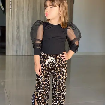 Children Two-piece Suits Perspective Long Puff Sleeve Round Neck Top Split Leopard Trousers with Drawstring Set
Children Two-piece Suits Perspective Long Puff Sleeve Round Neck Top Split Leopard Trousers with Drawstring Set