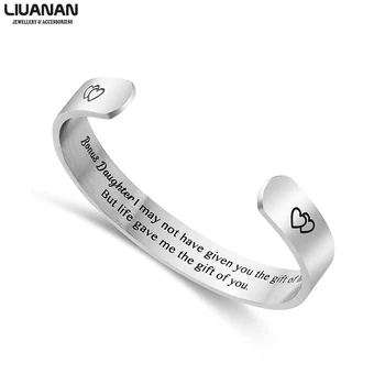 

10mm Daughter Engraved Cuff Bracelet Wide Bracelet Family Bangles For Women Jewelry Daughter Gifts Bonus Daughter Bracelet