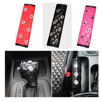 Car Seat Belt Shoulder Strap Clip Pads Crystal Cover Pink Red Black for Girls Women PU Leather Automobile Interior Accessories 
Car Seat Belt Shoulder Strap Clip Pads Crystal Cover Pink Red Black for Girls Women PU Leather Automobile Interior Accessories