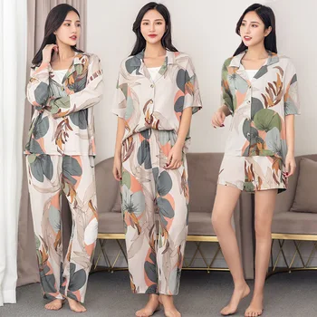 Leaves Printing Pajamas Set for Women 2020 Spring and Summer Autumn Tops with Trousers Pajamas Set Cardigan Printing Pajamas
Leaves Printing Pajamas Set for Women 2020 Spring and Summer Autumn Tops with Trousers Pajamas Set Cardigan Printing Pajamas