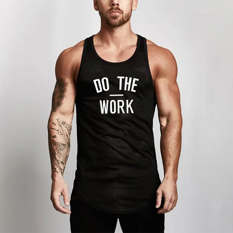 

New Workout Mesh Mens Tank Top Fitness Brand Vest Stringer Undershirt Fashion Casual Singlets Sleeveless Shirts Gym Bodybuilding