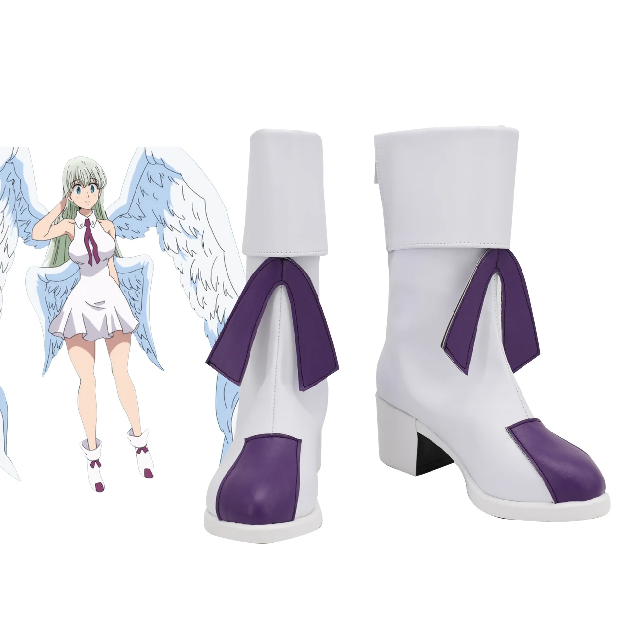 

The Seven Deadly Sins Elizabeth Liones Boots Cosplay Elizabeth Goddess Clan Cosplay Shoes Customized White Boots for Unisex