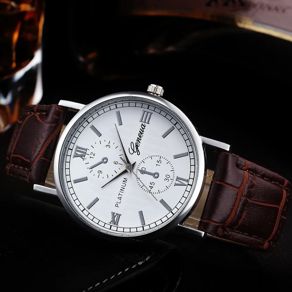 

Geneva Watch Men Watch Specials Hot Sale Vintage Design Leather Strap Analog Alloy Quartz Watch Business Fashion часы мужские 03
