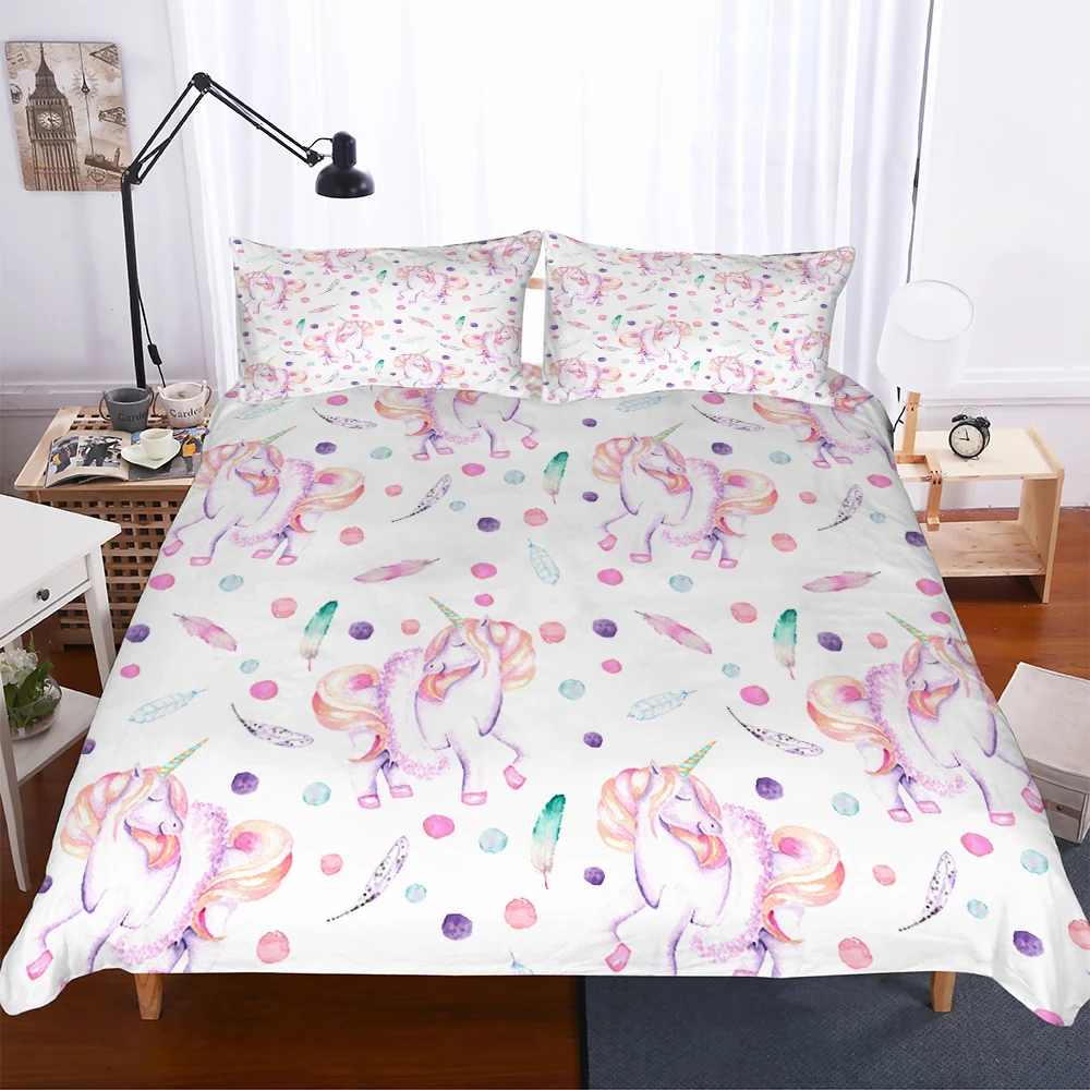 Child Bedding Home Textiles Cute Pink Complete Double Bed Unicorn and Fish Pattern Duvet Cover
Child Bedding Home Textiles Cute Pink Complete Double Bed Unicorn and Fish Pattern Duvet Cover