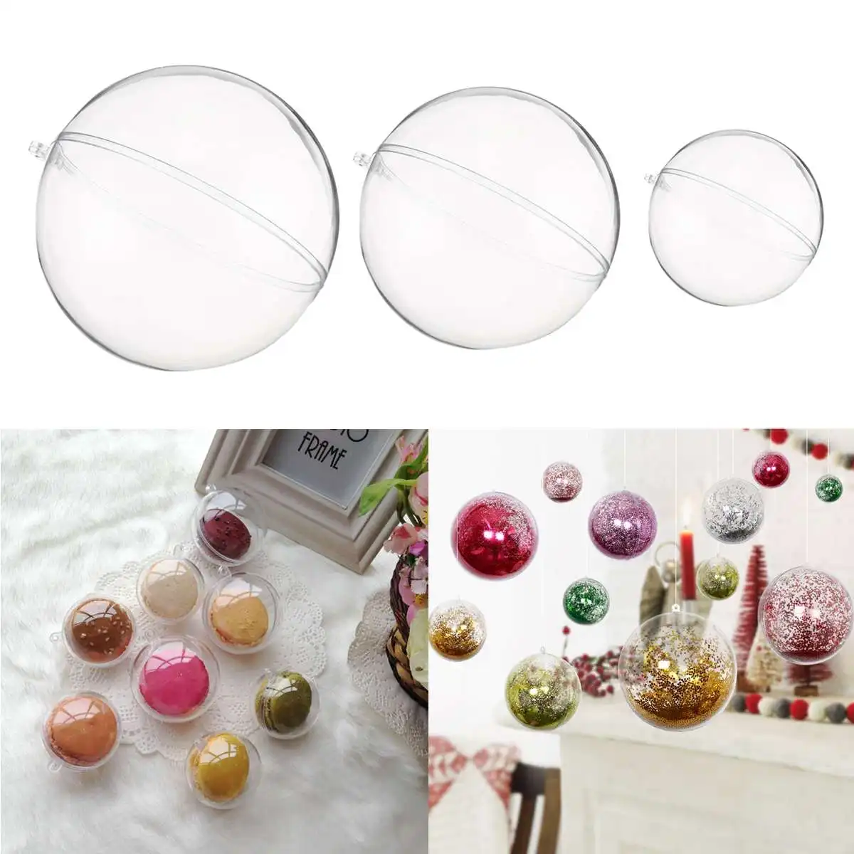10pcs 5 16cm Christmas Tress Decorations Ball Transparent Open Christmas Balls Clear Ornament Party Hanging Present Box Decor