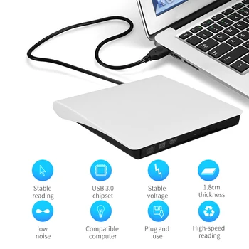 Slim External CD DVD Drive USB 3.0 Disc Player Burner Writer for Laptop PC Mac Read Discs And burn Discs
Slim External CD DVD Drive USB 3.0 Disc Player Burner Writer for Laptop PC Mac Read Discs And burn Discs