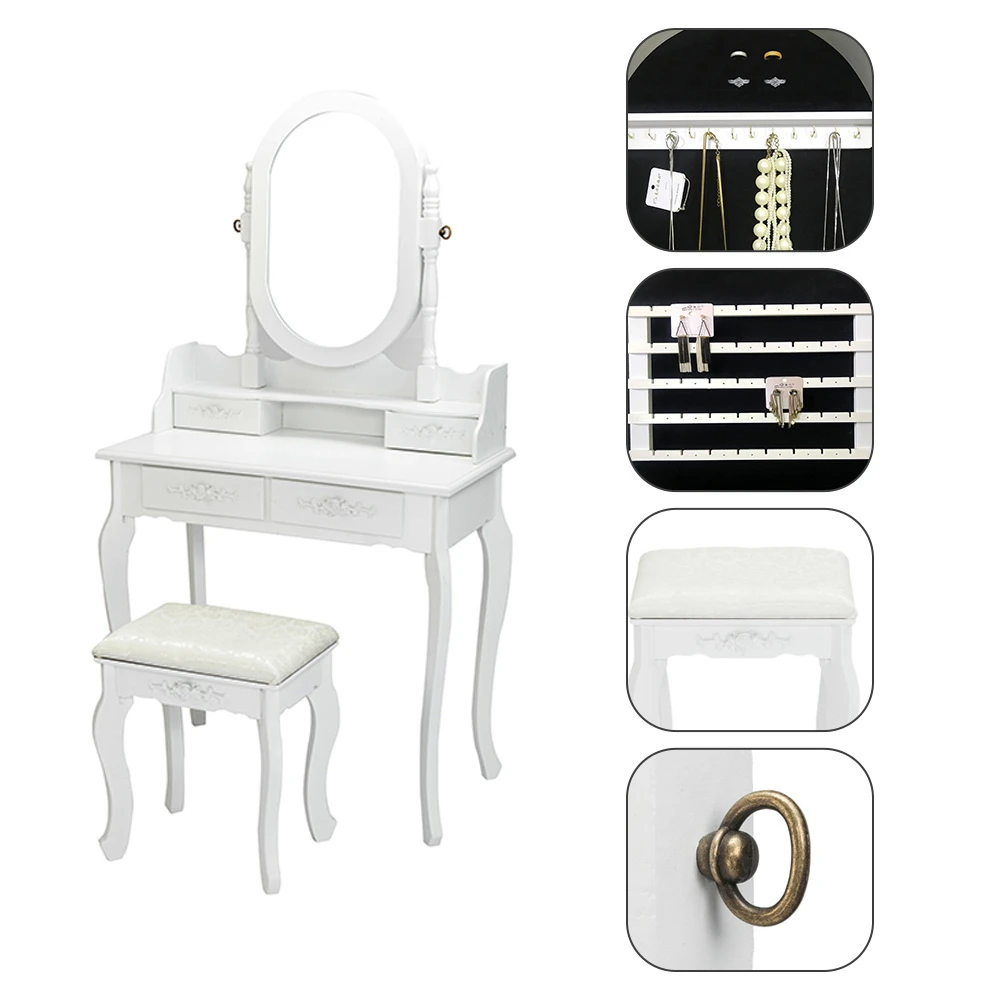 Single Mirror Dresser with Jewelry Cabinet Solid Color Elegant Lady Dressing Table Cosmetic Necklace Storage Makeup Table
Single Mirror Dresser with Jewelry Cabinet Solid Color Elegant Lady Dressing Table Cosmetic Necklace Storage Makeup Table