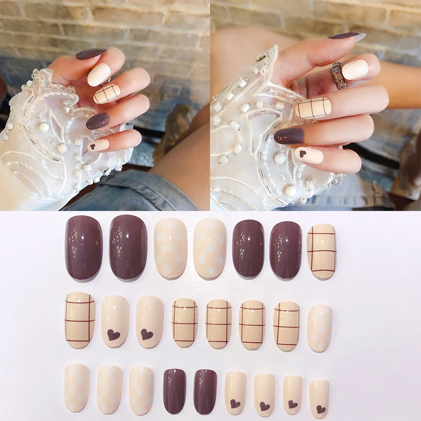 Aush 24pcs Pattern Acrylic Round Head Wave Point Heart-shaped Pure Simple Design Fake Nails Tips Decorated For Fashion Nail Art
Aush 24pcs Pattern Acrylic Round Head Wave Point Heart-shaped Pure Simple Design Fake Nails Tips Decorated For Fashion Nail Art