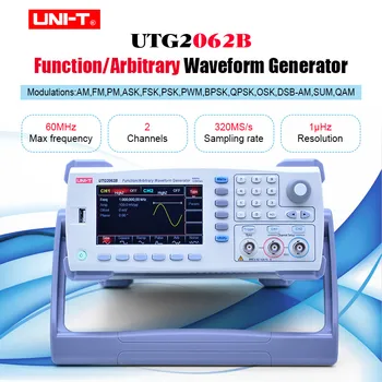 UNI-T UTG2062B Function/Arbitrary Waveform Generator; 2 Channels, 60MHz Max. Output Frequency, 320MS/s Max. Sample Rate
UNI-T UTG2062B Function/Arbitrary Waveform Generator; 2 Channels, 60MHz Max. Output Frequency, 320MS/s Max. Sample Rate