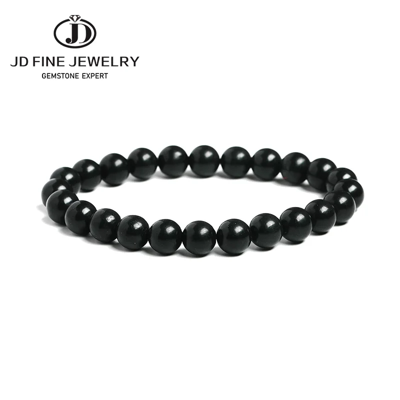 JD Natural Schungite Shungite Magnetic Graphite Bracelet Round Beads Crystal Healing Stone Fashion Women Men Jewelry Gift | Украшения и