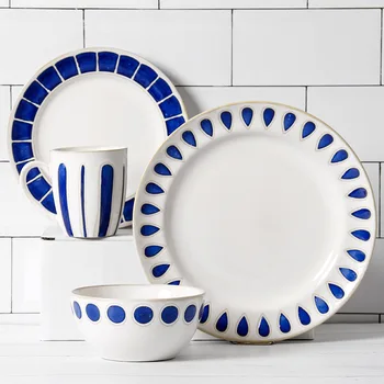 European Style Creative Ceramic Plate Round Blue Raindrop Shaped Edge Cutlery Set Environmental Protection Plate Bowl Mug
European Style Creative Ceramic Plate Round Blue Raindrop Shaped Edge Cutlery Set Environmental Protection Plate Bowl Mug