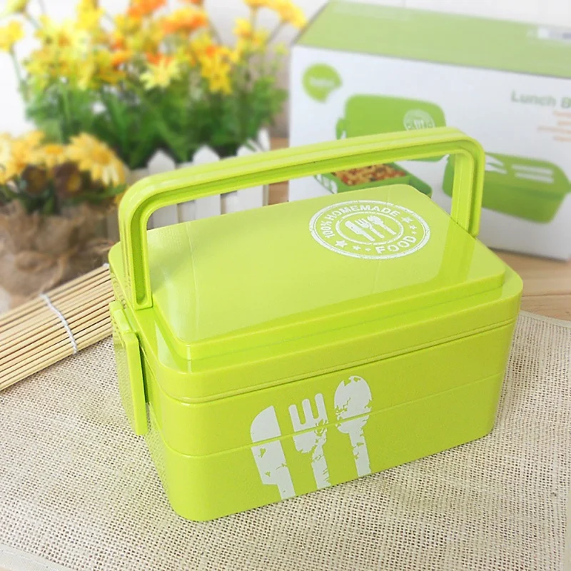 Household Portable Square Shape Lunch Box Concise Black/Green Double Layer Plastic Hand Held Microwave Lunch Box 
Household Portable Square Shape Lunch Box Concise Black/Green Double Layer Plastic Hand Held Microwave Lunch Box
