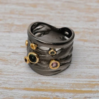 Amorita boutique Vintage pierced design inlaid semi-precious stone tourmaline Rings
Amorita boutique Vintage pierced design inlaid semi-precious stone tourmaline Rings