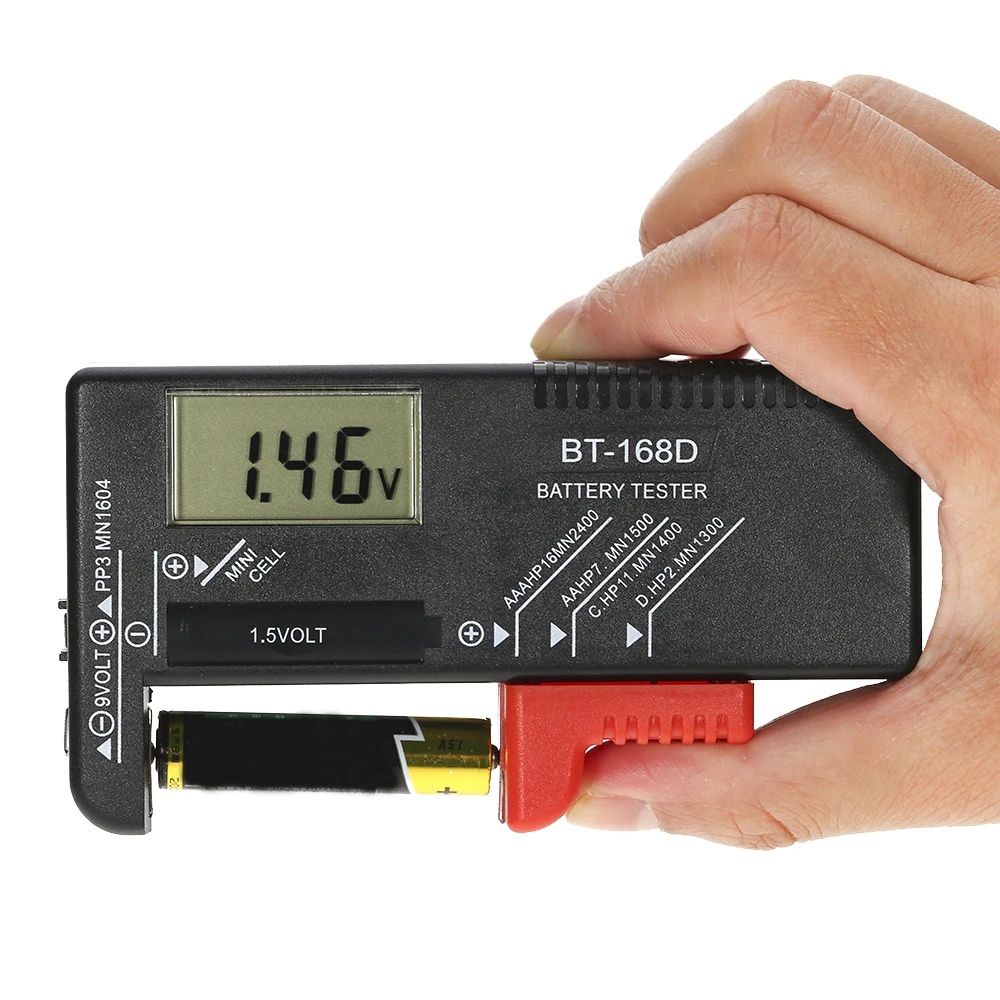 BT168 Portable Universal Digital Battery Tester Volt Checker For AA AAA 9V Button Multiple Size Battery Tester Checker
BT168 Portable Universal Digital Battery Tester Volt Checker For AA AAA 9V Button Multiple Size Battery Tester Checker