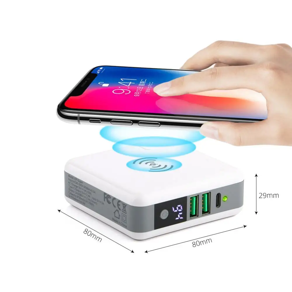 3 in 1 QI Wireless Charger Charging 2 USB Type C Travel Plug Power Bank with Digital Screen for iPhone Samsung Xiaomi Phone
3 in 1 QI Wireless Charger Charging 2 USB Type C Travel Plug Power Bank with Digital Screen for iPhone Samsung Xiaomi Phone
