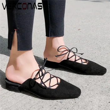 VERCONAS Women Square Toe Slippers Mules Lace Up Thick Heel Brand Design High Heeled Sandals Summer Genuine Leather Shoes Woman
VERCONAS Women Square Toe Slippers Mules Lace Up Thick Heel Brand Design High Heeled Sandals Summer Genuine Leather Shoes Woman