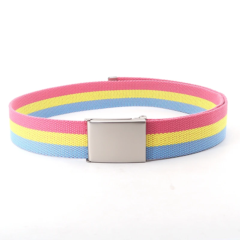 

New 3.8cm Wide Smooth Buckle Belt Color Male and Female Students Korean Jeans Accessories Youth Leisure Nylon National Wind Belt