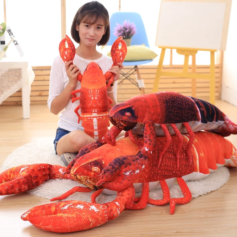 Фото Big Lobster Pillow Plush Toy Doll Simulation Funny Office Sofa Cushion Holiday Gift Toys for Children Cushion/Pillow | Игрушки и хобби