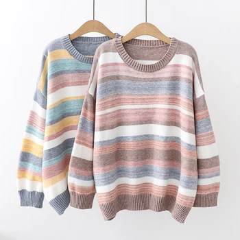 2019 Casual Women Autumn Sweater O-neck Knitted Striped Loose Sweaters Pullover
2019 Casual Women Autumn Sweater O-neck Knitted Striped Loose Sweaters Pullover