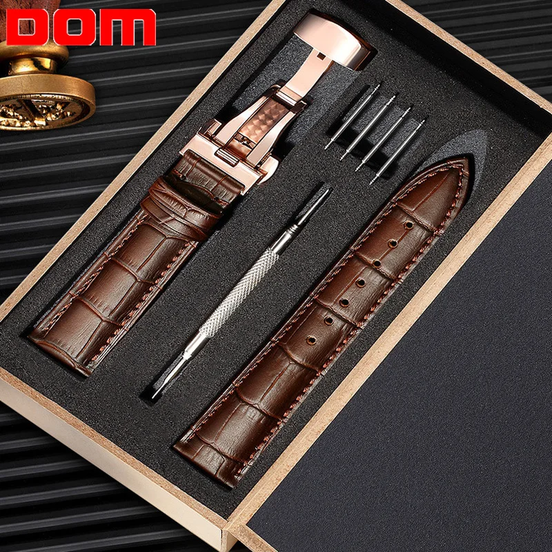 

Genuine Leather Watch Band Strap Stainless Steel Butterfly Clasp 13mm 14mm 15mm 16mm 17mm 18mm 19mm 20m 21mm 22mm Watchband Gift