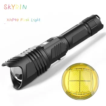 Led flashlight Ultra Bright torch XHP90 Camping light 4 switch Modes waterproof Zoomable Bicycle Light use 18650 battery 
Led flashlight Ultra Bright torch XHP90 Camping light 4 switch Modes waterproof Zoomable Bicycle Light use 18650 battery