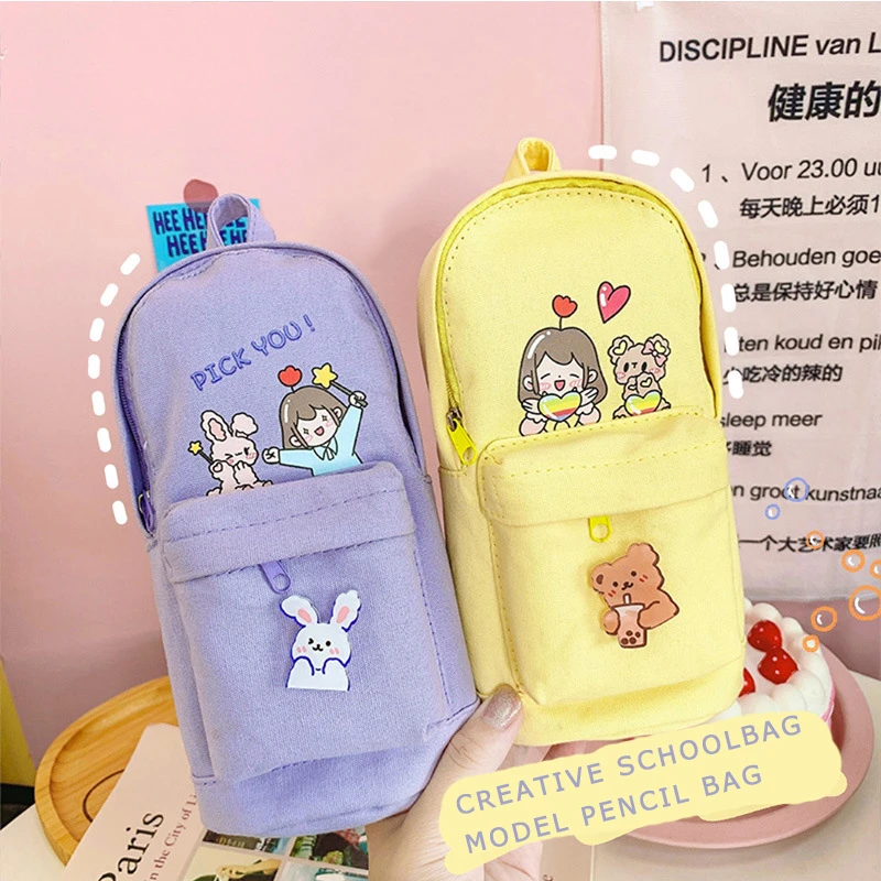 Cartoon Cute Bear Girl Schoolbag Model Creative Pencil Bag Canvas Large Capacity Multi-functional school Stationery Pencil Case
Cartoon Cute Bear Girl Schoolbag Model Creative Pencil Bag Canvas Large Capacity Multi-functional school Stationery Pencil Case