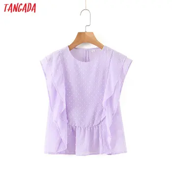 Tangada women embroidery ruffle sleeveless shirts purple o-neck female casual summer tops blouses SL230
Tangada women embroidery ruffle sleeveless shirts purple o-neck female casual summer tops blouses SL230