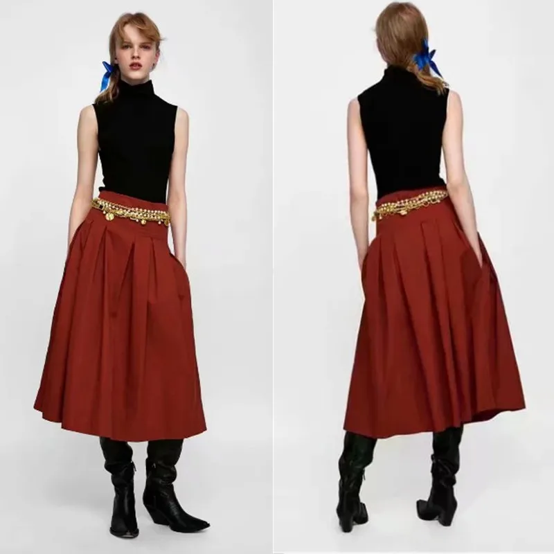 Europe And America Autumn New Style High-waisted Versatile Casual Elegant Slimming Loose-Fit Cinnabar Red Pleated Skirt Children
Europe And America Autumn New Style High-waisted Versatile Casual Elegant Slimming Loose-Fit Cinnabar Red Pleated Skirt Children
