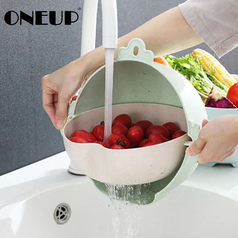 ONEUP Creative Double Wash Melon Fruit Vegetable Basket 2020 Kitchen Tool 360 ° Rotating Wheat Straw Drainer Fruit Washing Sieve
ONEUP Creative Double Wash Melon Fruit Vegetable Basket 2020 Kitchen Tool 360 ° Rotating Wheat Straw Drainer Fruit Washing Sieve