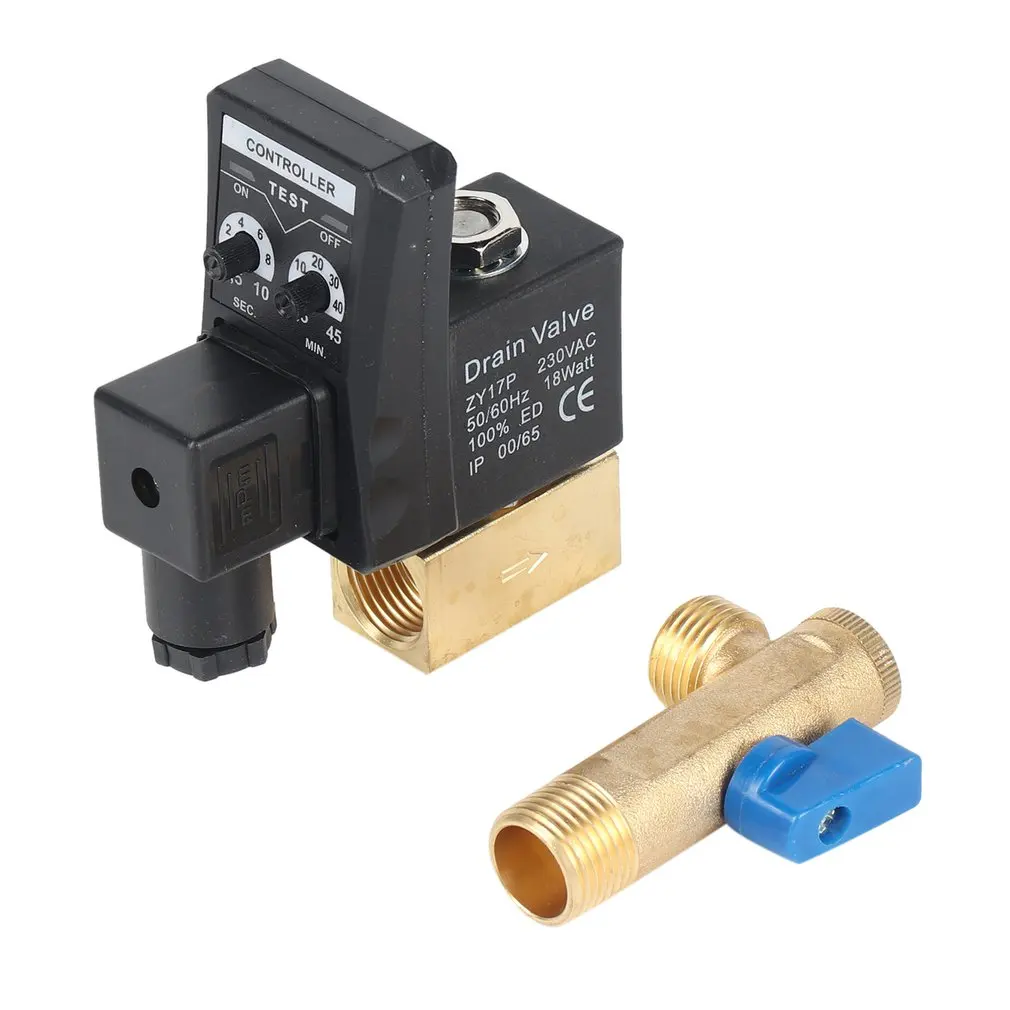 Electronic Drain Valve Timed Gas Tank Automatic Drain Valve 1/2" Port AC 220V 2-way Brass Valve for Air Compressor
Electronic Drain Valve Timed Gas Tank Automatic Drain Valve 1/2" Port AC 220V 2-way Brass Valve for Air Compressor