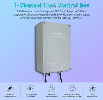 LED 2.4G RF Remote DMX512 Transmitter/Alexa Voice Control Support 1-Channel Host Control Box SYS-PT1 IP66 for Milight SYS Lamp
LED 2.4G RF Remote DMX512 Transmitter/Alexa Voice Control Support 1-Channel Host Control Box SYS-PT1 IP66 for Milight SYS Lamp