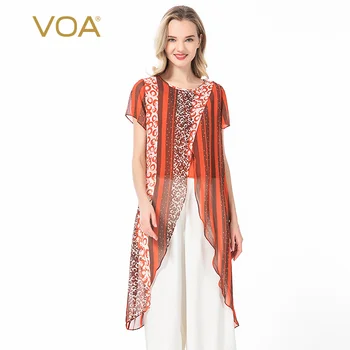 Voa Silk Red Coffee Striped Prints Round Neck Short Sleeve Stitching Design Mid-length Loose T-shirt Bj2 T Shirt Women
Voa Silk Red Coffee Striped Prints Round Neck Short Sleeve Stitching Design Mid-length Loose T-shirt Bj2 T Shirt Women