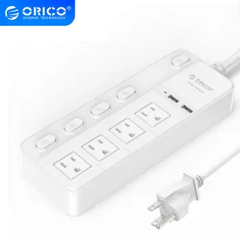 ORICO Surge Protector Power Strip 4 AC Socket with 2 USB Charging Ports Power Button Control US Plug
ORICO Surge Protector Power Strip 4 AC Socket with 2 USB Charging Ports Power Button Control US Plug