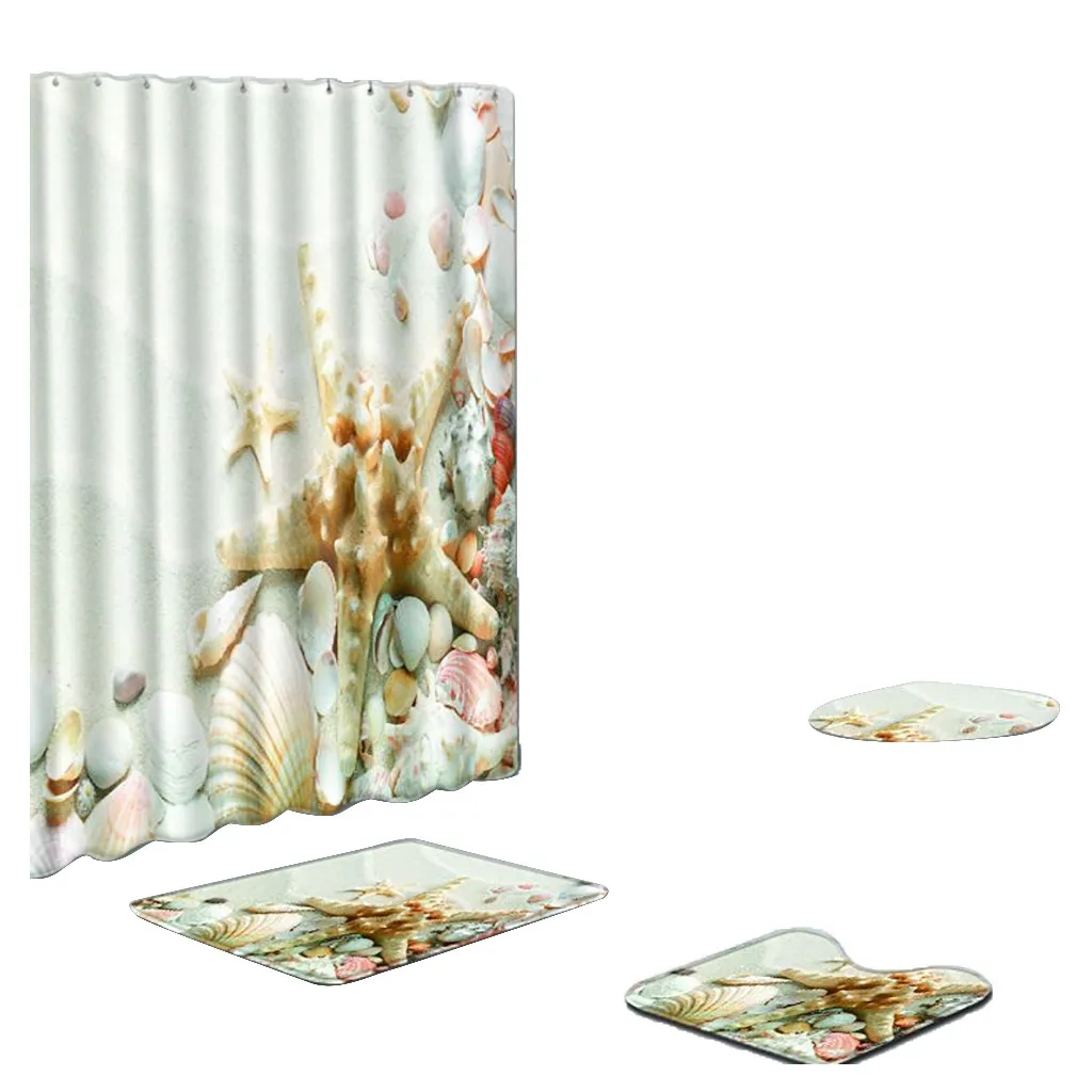 4 Pcs Marine Different Style Shell Pattern Non Slip Toilet Polyester Cover Mat Set Bathroom Accessories Shower Curtain
4 Pcs Marine Different Style Shell Pattern Non Slip Toilet Polyester Cover Mat Set Bathroom Accessories Shower Curtain