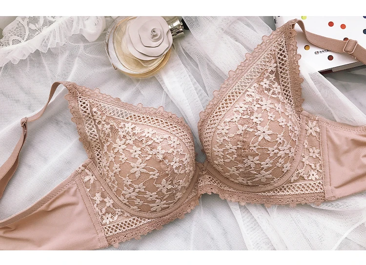 CINOON New Top Sexy Bra set Women's push up Lace Underwear Set Embroidery Jacquard Underwear Panties Deep V Gather Lingerie Set (3)
