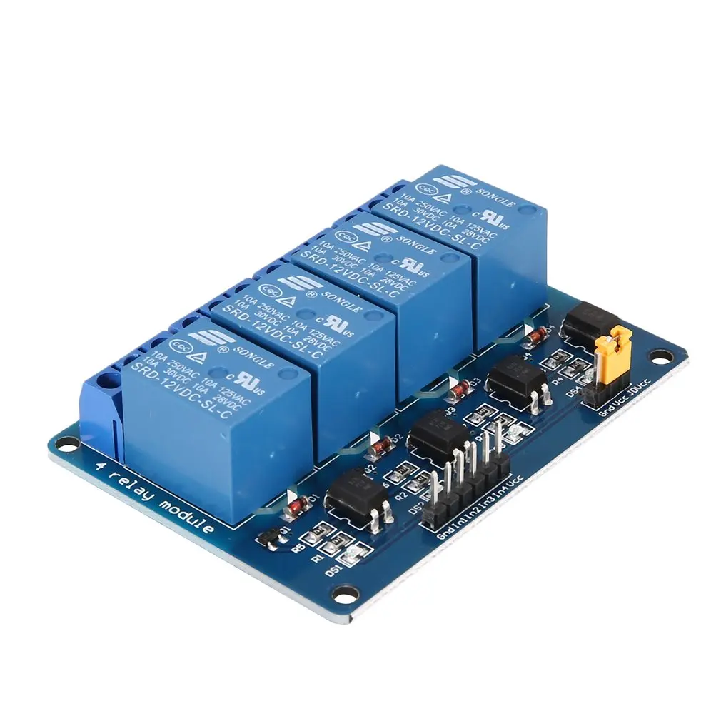 

12V 4 Channel Relay Module Interface Board Low Level Trigger Optocoupler for Arduino SCM PLC Smart Home Remote Control Switch