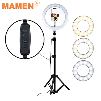 MAMEN 10 inches Selfie Ring Light With 50cm/120cm Tripod Phone Holder For Mobile Phone Photography Studio Makeup Fill Light 
MAMEN 10 inches Selfie Ring Light With 50cm/120cm Tripod Phone Holder For Mobile Phone Photography Studio Makeup Fill Light