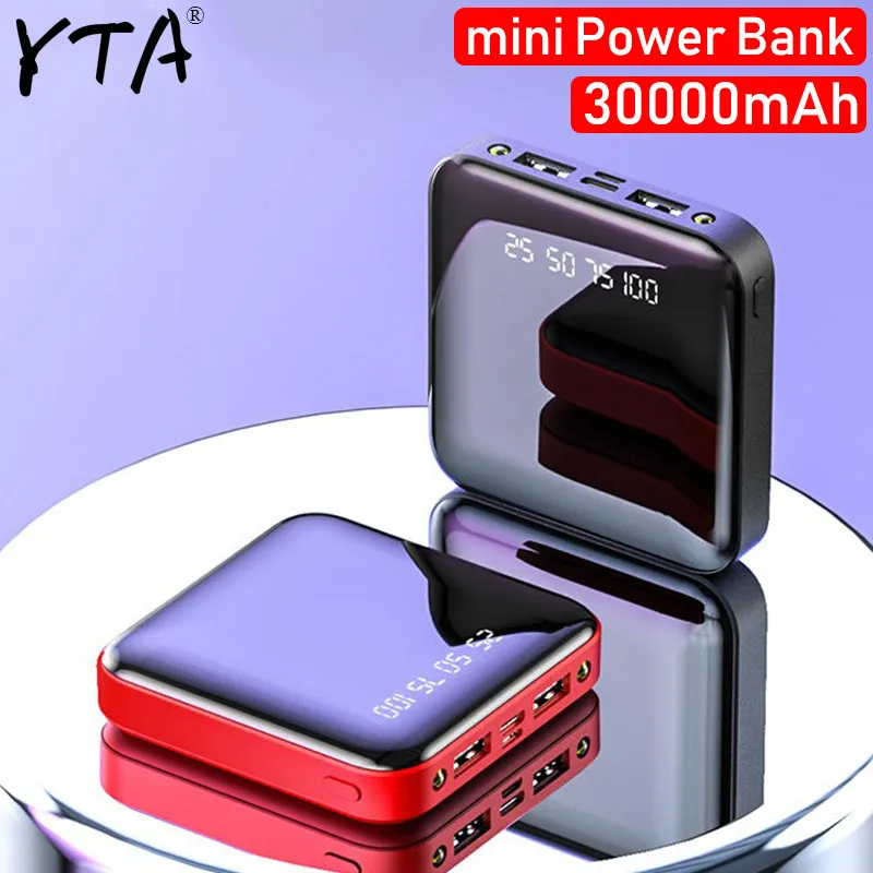 

Mini Power Bank 30000mAh For iPhone X Xiaomi Mi Powerbank Pover Bank Charger Dual Usb Ports External Battery Poverbank Portable