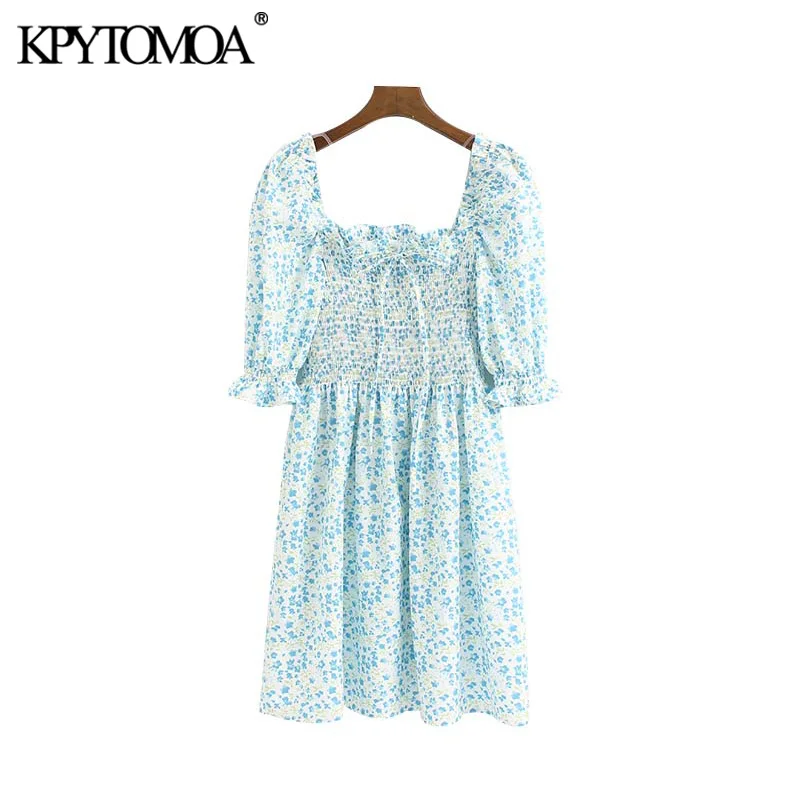 Vintage Sweet Floral Print Smocked Elastic Mini Dress Women 2020 Fashion Square Collar Half Sleeve Female Dresses Vestidos Mujer
Vintage Sweet Floral Print Smocked Elastic Mini Dress Women 2020 Fashion Square Collar Half Sleeve Female Dresses Vestidos Mujer