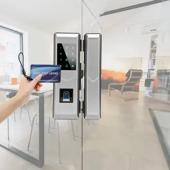 Smart Fingerprint Password IC Card Keyless Digital Security Glass Door Lock Opener Smart Keyless Lock