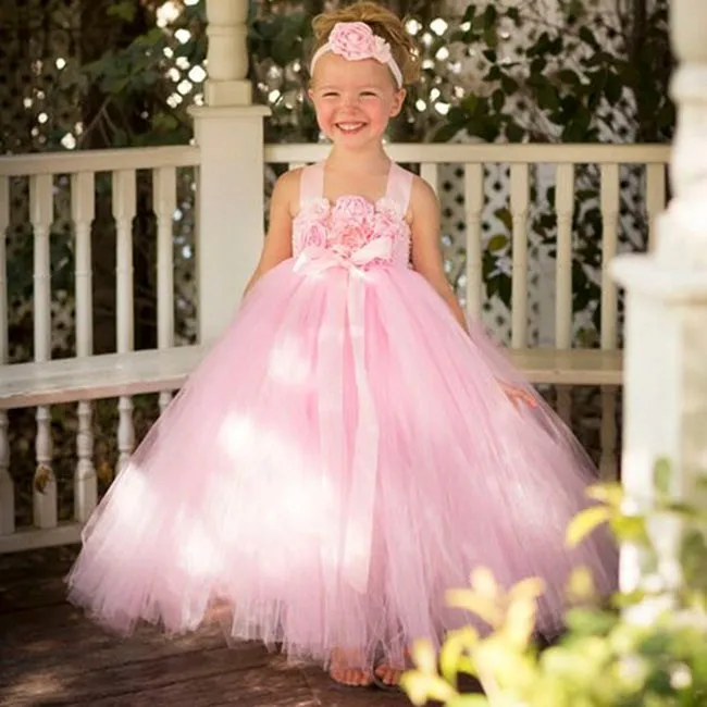 Blush Pink Flower Girl Dress Princess Girls children kids clothes Bridesmaid Wedding Tutu Dresses Fancy Ball Gown Vestido | Детская