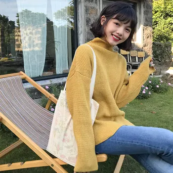 Female 2019 Autumn Winter Turtleneck Warm Sweaters Solid Long Batwing Sleeve Pullovers Women Casual Vintage Wild Sweaters Ladies
Female 2019 Autumn Winter Turtleneck Warm Sweaters Solid Long Batwing Sleeve Pullovers Women Casual Vintage Wild Sweaters Ladies